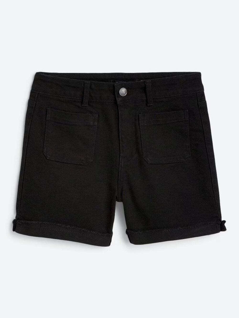 One5One Veda High Rise Shorts | Black Denim | Frayed Hem | NWOT | 14/32